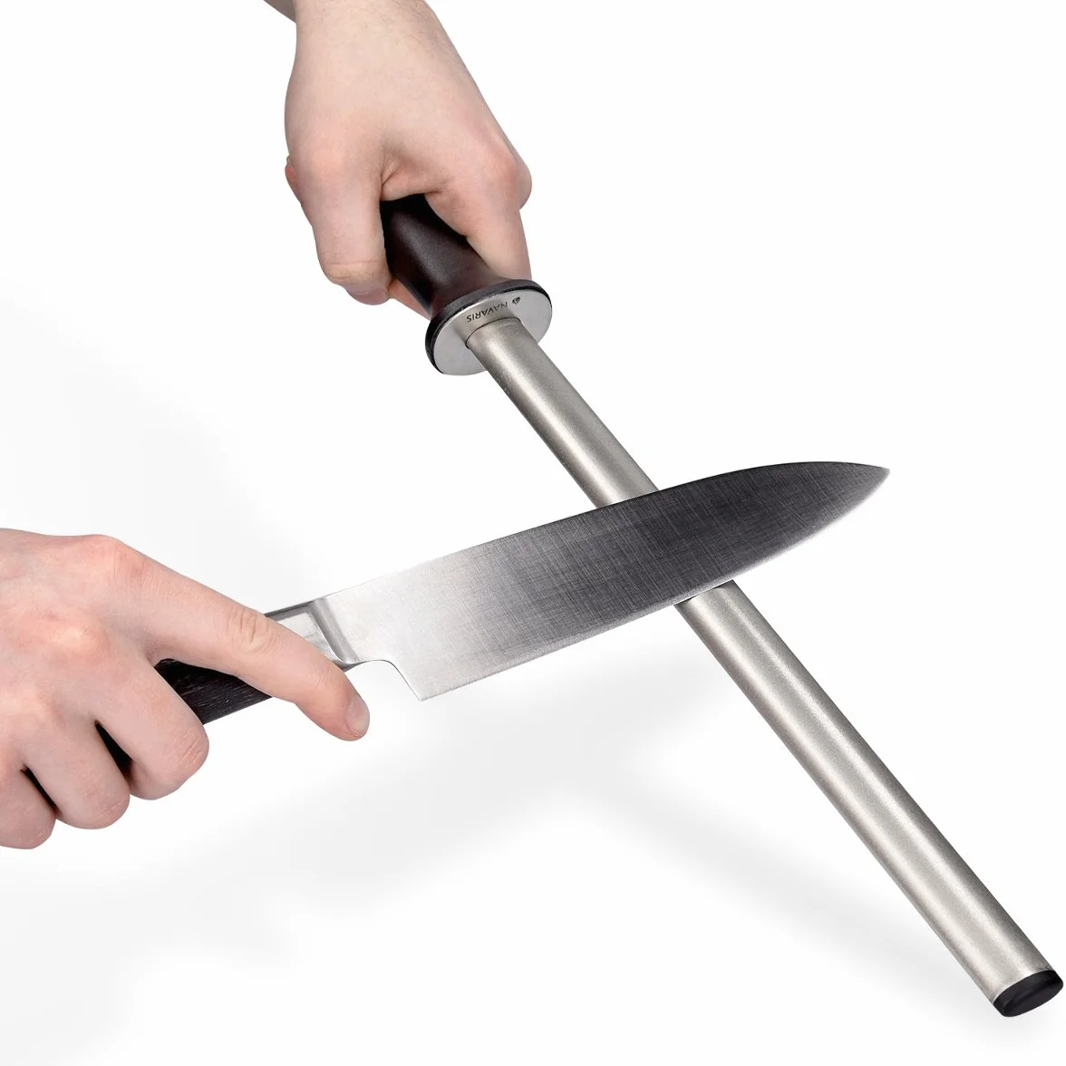 Navaris Wetzstahl für Messer - 31cm Wetzstab - Wetzstahl Diamant Messerstahl - Diamant Messerschärfer - Schleifstab - Messerschärfer - Messerschärfer Stab