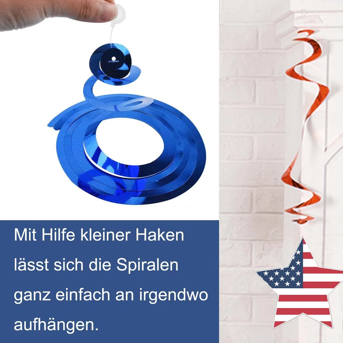USA Deko Amerika Flagge 12 Stück Spiralen American Banner 4. Juli Tag Unabhängigkeitstag Amerikanische Deko Amerika Deko