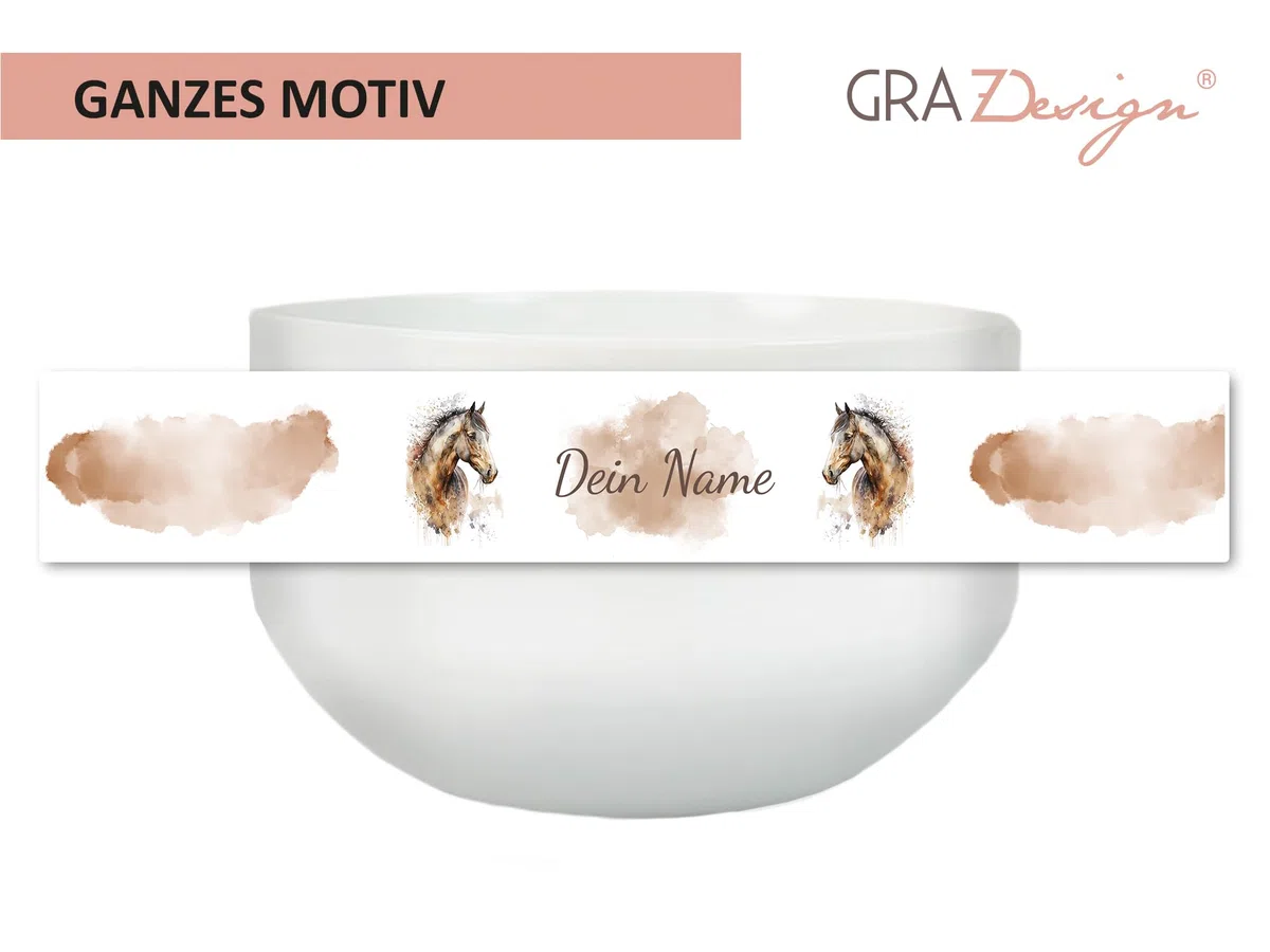 GRAZDesign Müslischale Pferd personalisiert Kinder & Erwachsene, Schüssel für Frühstück, Müsli, Suppe, Kindergeschirr mit Namen, Keramik