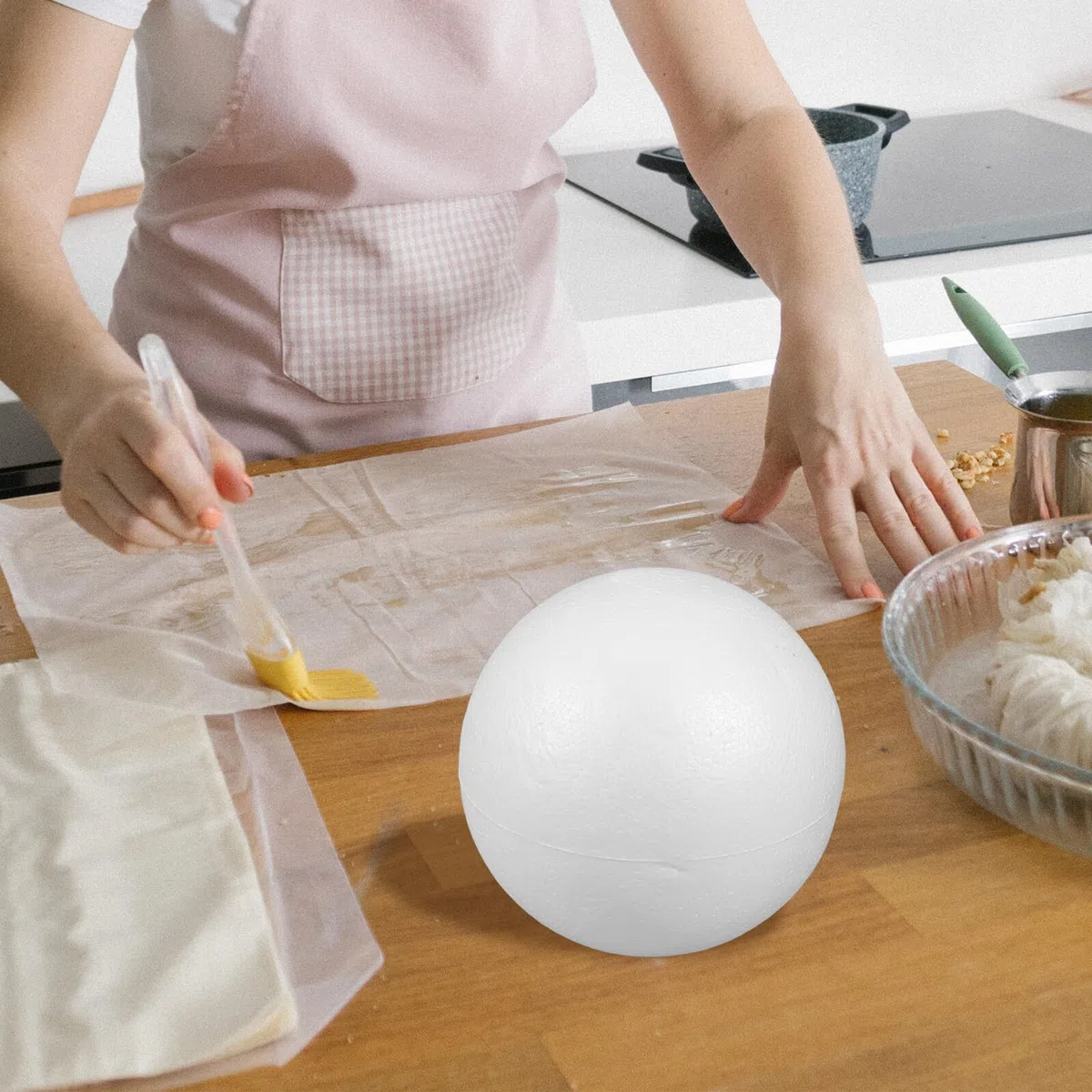 Styroporkugel 18 cm Glatt für Tortendummy DIY Handwerk, Schaumstoffball für Kuchenmodell Basteln, Weißer Styroporball für Hochzeit Party Deko, Modellierball Leicht und Vielseitig
