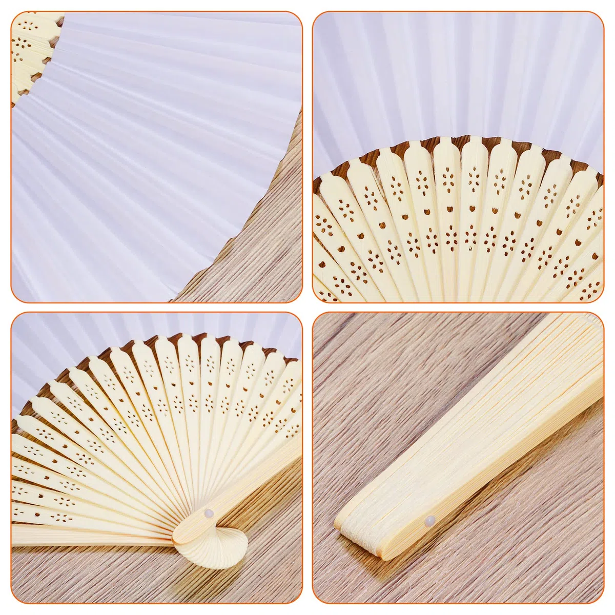baotongle 12 Stück Handfächer Papier Fächer Hochzeit Hochzeitsdeko Hand Fan Asiatische Deko für Sommer Geburttag, Gruppe, Diy, Wand Dekoration (Weiß)