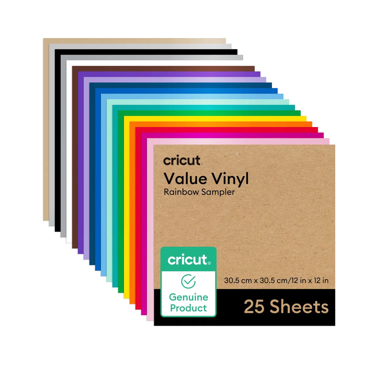 Cricut Vinylfolie für Plotter im Vorteilspack | 25 Blatt | 30,5 cm x 30,5 cm | Selbstklebende, permanente Plotterfolie für alle Cricut Schneidemaschinen | Sortenpaket