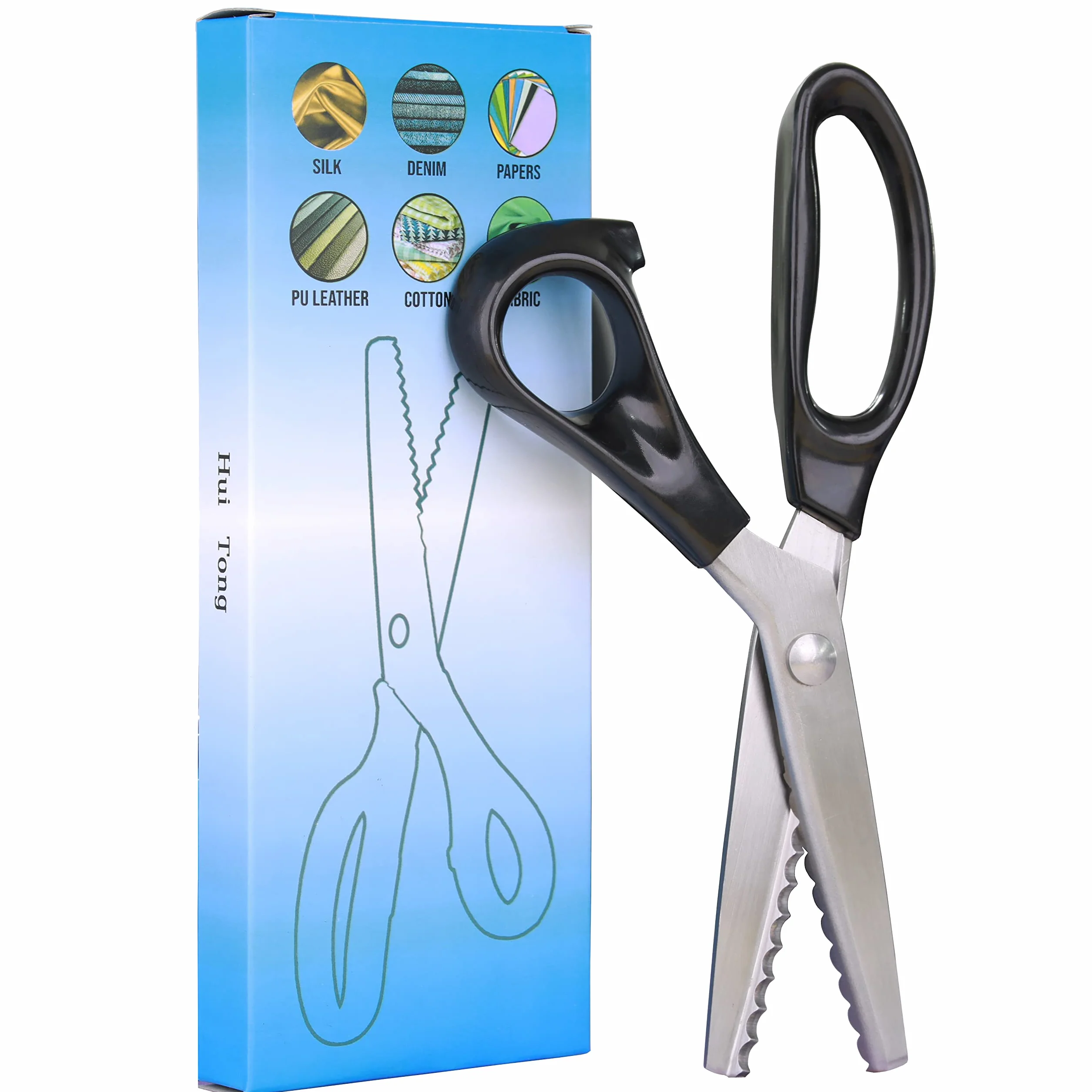 Hui Tong zackenschere stoff Robuste und Scharfe, Zickzackschere & Wellenschnitt Schere,3mm,5mm,7mm (Wellenschnitt 7mm)