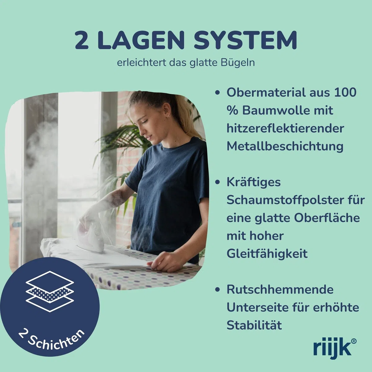 Universaler Bügelbrettbezug bis 125x45 extra Dicke Baumwolle - Bügelauflage Set inkl. Bügelhilfe, Spanner, Bügeldecke - Bügelbrett Bezug 120x40 für Dampfbügeleisen