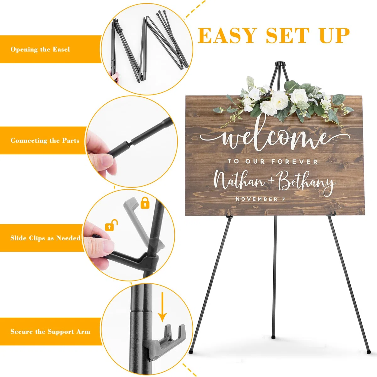 PUWOWYE Künstler Staffelei Stand, 160cm Verstellbares Stativ Tisch Kunst Leinwand Malerei Display, Easy Folding Studio Teleskop Boden Staffeleien für Hochzeit Poster Innen Außen, Schwarz