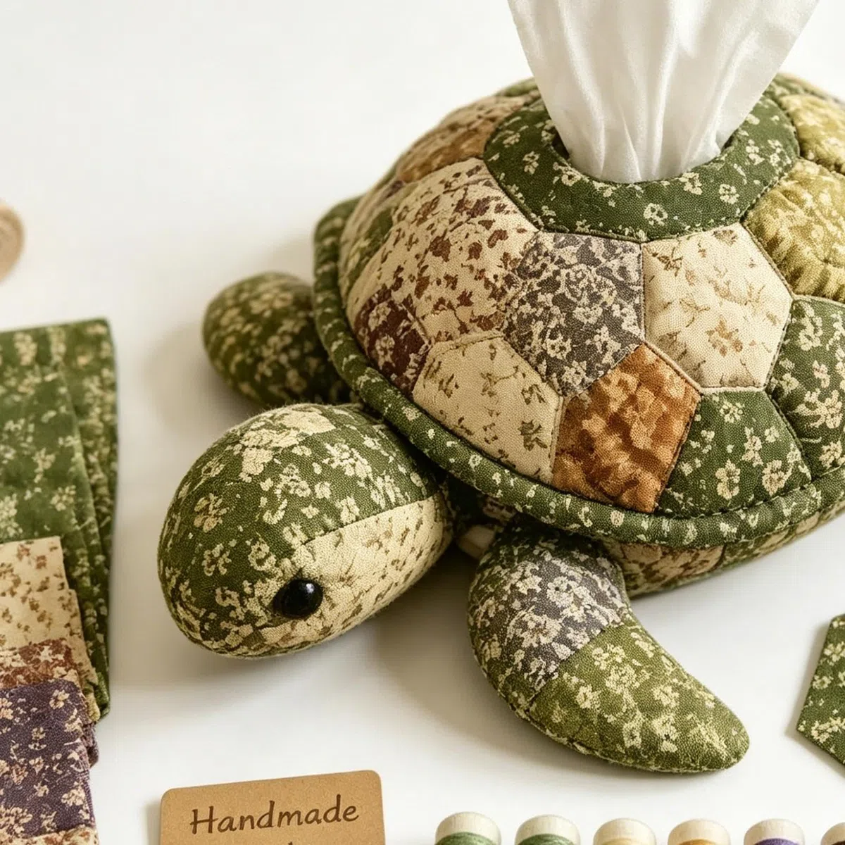 Generisch DIY Set Eine Gesteppte Taschentuchbox Meeres, Nähset Eine Taschentuch Box Schildkröten, Nähsets Taschentuch Boxen mit Stoff Schnittmuster, Bastelsets Einen Taschentuchbox Bezug Schildkröten