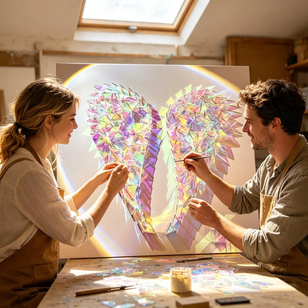 Acrylplatte – 100 Stück, Regenbogen-Acrylplatte, doppelseitige Bretter | Schillerndes, strahlendes Blatt, Bastelmaterial für farbenfrohe dekorative Gemälde und Licht- und Schattenkunst