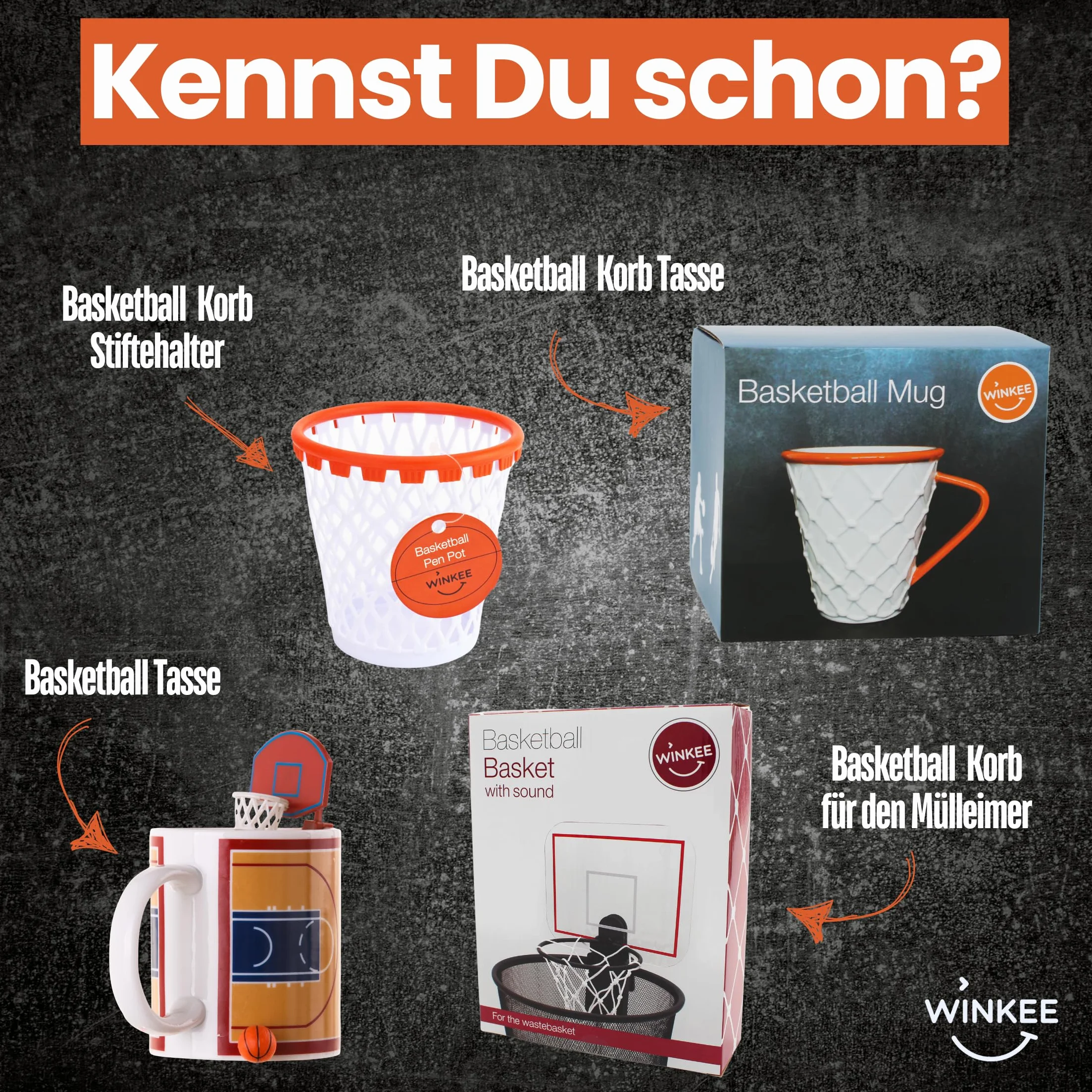 Winkee - Basketball Papierkorb I Basketball Korb Indoor Mülleimer I Mülleimer Kinderzimmer I Papiermülleimer