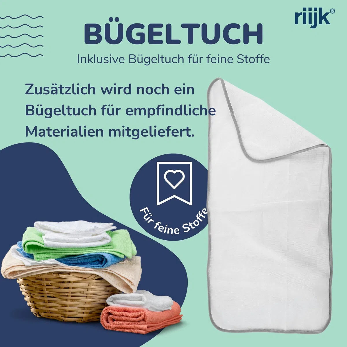 Universaler Bügelbrettbezug bis 125x45 extra Dicke Baumwolle - Bügelauflage Set inkl. Bügelhilfe, Spanner, Bügeldecke - Bügelbrett Bezug 120x40 für Dampfbügeleisen