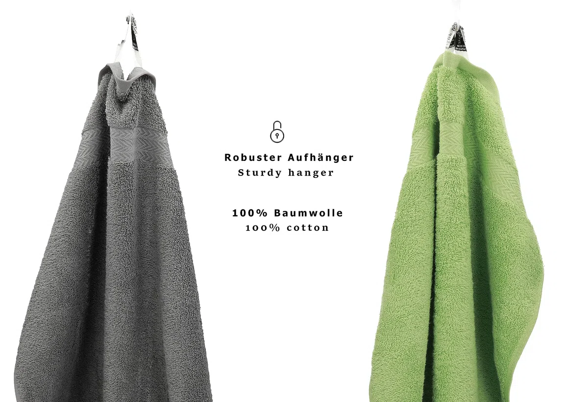 Betz 10 Stück Seiftücher Premium 100% Baumwolle Seiflappen Set 30x30 cm Farbe anthrazit Grau und Apfel grün