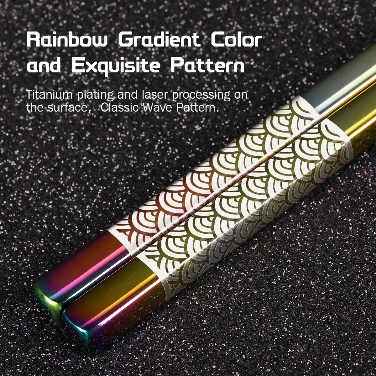 Metall-Essstäbchen Wiederverwendbar 2 Paar Titan-Edelstahl-Essstäbchen mit Halter, Spülmaschinenfest Leichte Essstäb chen im Japanischen Stil Geschenkset (Regenbogen)