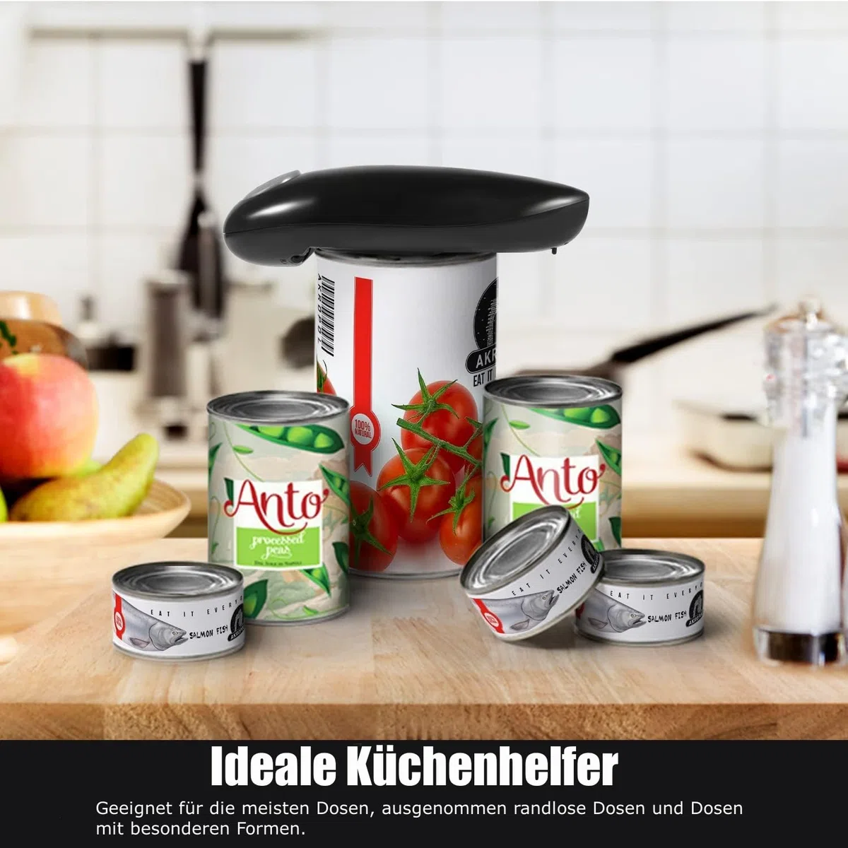 Dosenöffner, Elektrischer Dosenöffner für die Küche, zum schnellen und sicheren Öffnen runder Konservendosen, Electric Can Opener geeignet für Senioren und Menschen mit Arthritis