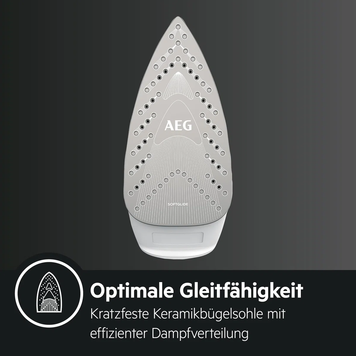 AEG Dampfbügeleisen, 2400 W, 110g Dampfstoß, 0-30g Dampf/Min., Restwärmeanzeige, Keramik Bügelsohle, Gleitfähigkeit, 250 ml Wassertank, 2 m Kabel, Anti-Kalk System, Hellgrün, weiß, DB 1740LG
