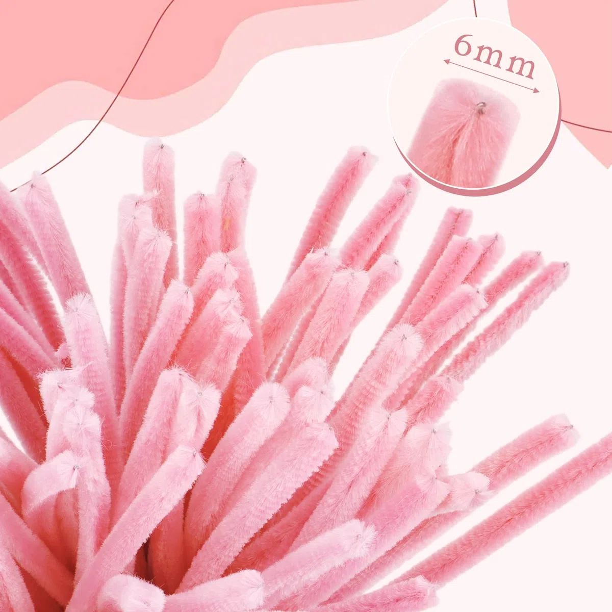 FACIACC 600 Stück Tulpenstraußes Pfeifenreiniger Blumen Set, Chenille-Blumenstiele in 6 Farben für Selbstgemachte Blumensträuße, inklusive Blumendraht, Klebeband, Staubgefäßen, Geschenkpapier, Schere