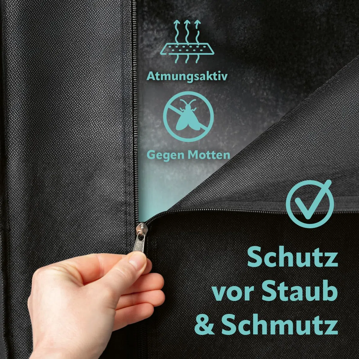 EASYmaxx Kleiderschrank | Faltbarer Stoffschrank mit Reißverschluss & Kleiderstange | Stoffkleiderschrank – ideal als Campingschrank oder mobiler Kleiderschrank zu Hause | Kleiderständer modular