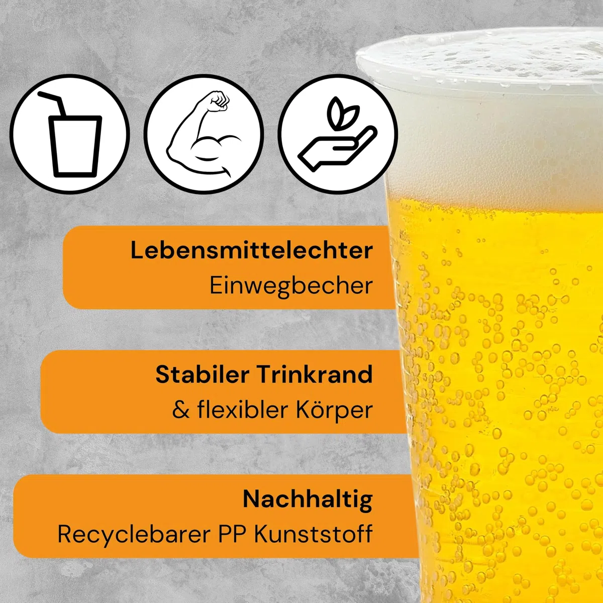 100 Stück Plastikbecher – Trinkbecher mit Eichstrich 0,3l | Einwegbecher aus Hartplastik (PP), transparent | Bierbecher & Partybecher – Kunststoffbecher