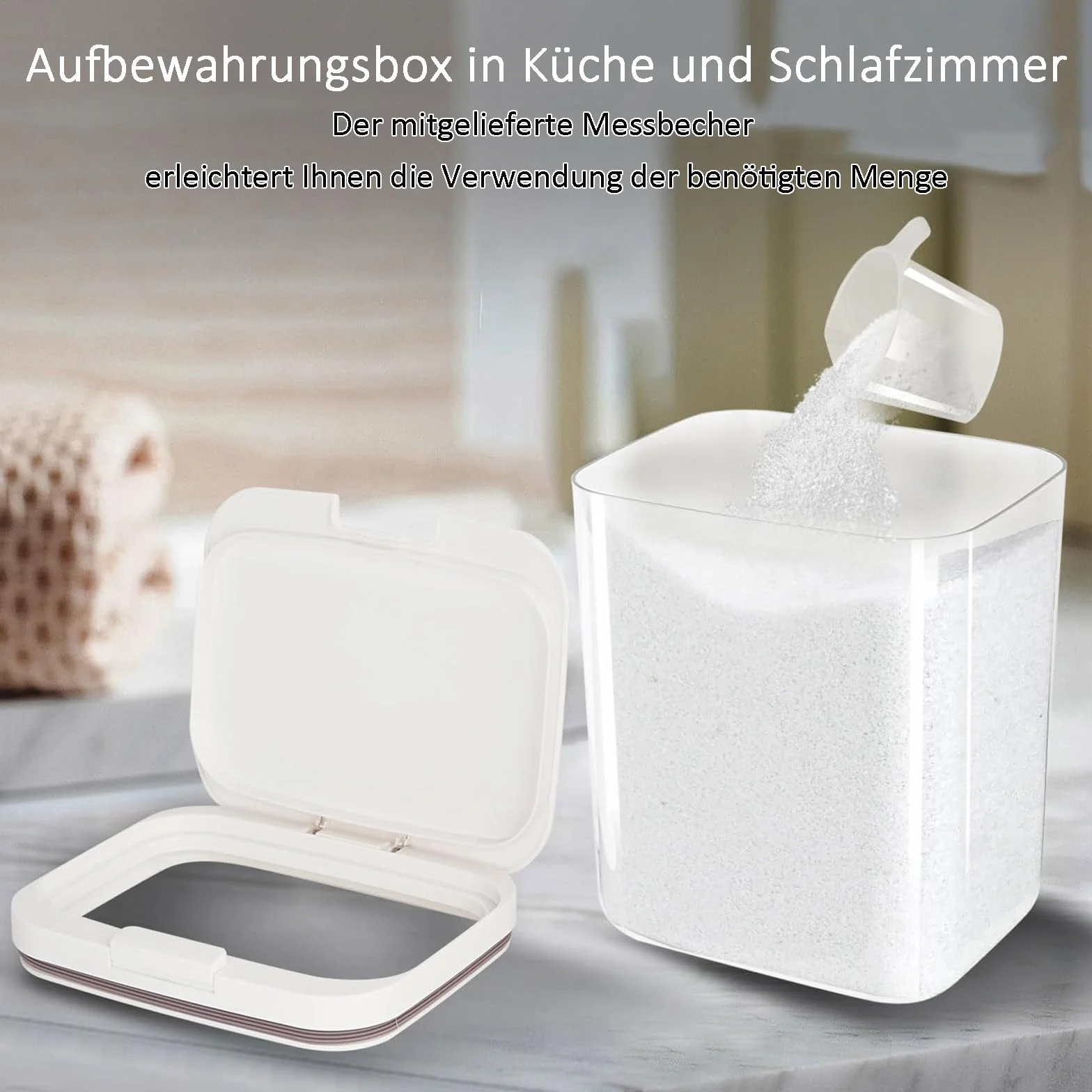 Waschmittel Aufbewahrung, 5,5L Aufbewahrungsbox mit Deckel, Waschpulverbehälter mit Luftdichtem Deckel, Pop Up Waschmittel Aufbewahrung, Wäsche Pods Behälter, für Badezimmer, Toilette
