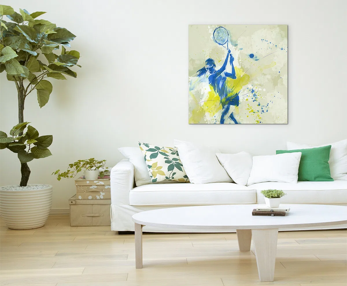 Paul Sinus Art Tennis III 60x60cm SPORTBILDER Splash Art Wandbild Aquarell Art