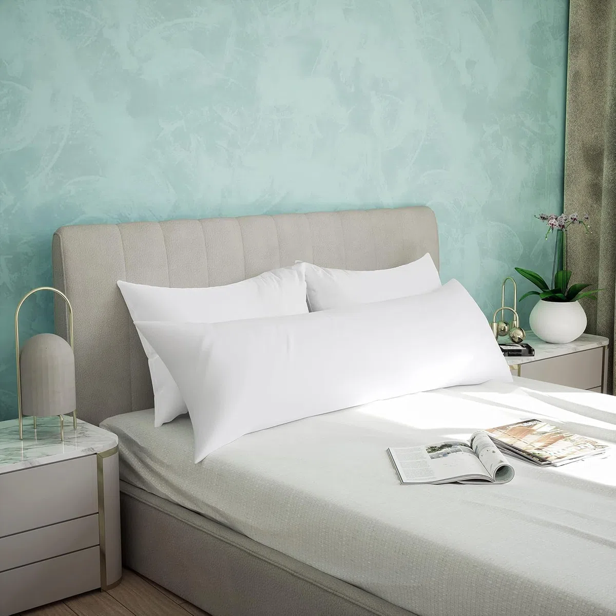 Utopia Bedding Nackenkissen, 40x145 cm Ganzkörperkissen, weiche Hohlfaserfüllung, langes Schwangerschaftskissen zur Unterstützung der Mutterschaft und für Seitenschläfer (Weiß)