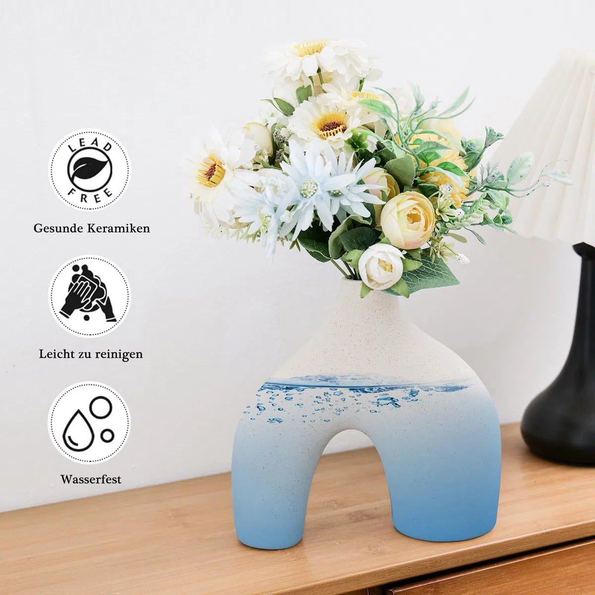 CEMABT Beige Keramikvase 2er-Set Doppelberg vasen für Moderne Boho Nordic Minimalismus-Stil Dekoration -vasen für Wohnzimmer, Hochzeit, Abendessen Tisch, Party, Büro und Schlafzimmer