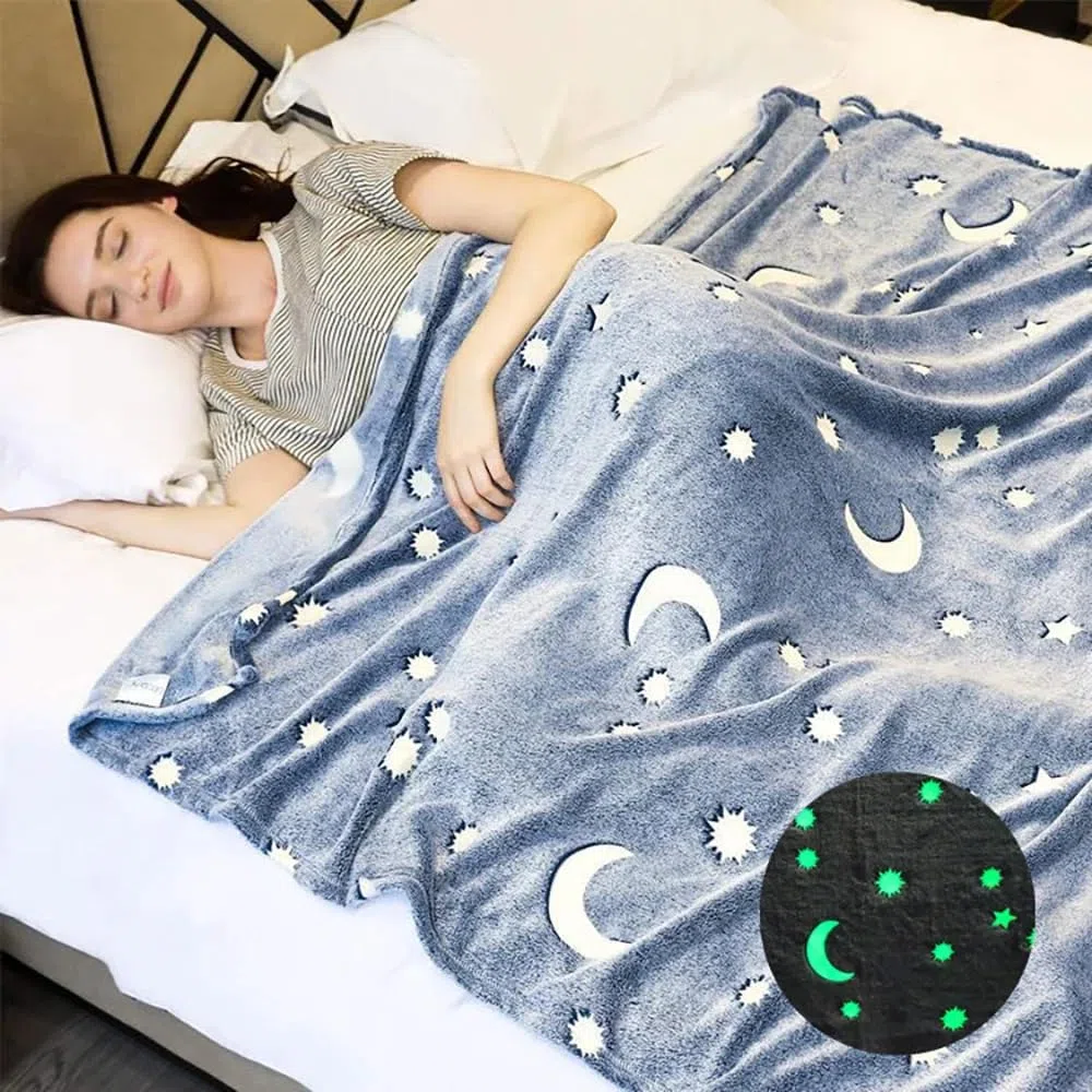 Kuscheldecke die im Dunkeln leuchtet, Behagliche und Weiche Wohndecke für Bett Couch und Sofa, Leuchtende Decke für Kinder und Erwachsene (59" x 78.7"(150 x 200 cm))