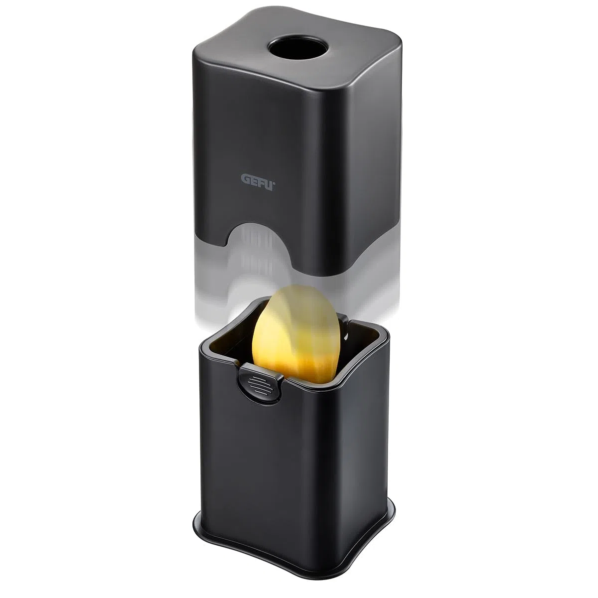 GEFU Pommes Schneider POMCUT - Edelstahl Fritten- und Gemüseschneider POMCUT für gleichmäßige Pommes und Rohkoststicks, Schwarz/Silber