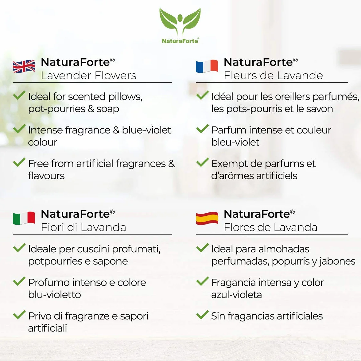 NaturaForte Lavendelblüten 500 g - Duftintensiv & bläulich, Lavendel getrocknet für Duftkissen, Potpourri Duft, Lavendelsäckchen, Seifen, Duftsäckchen