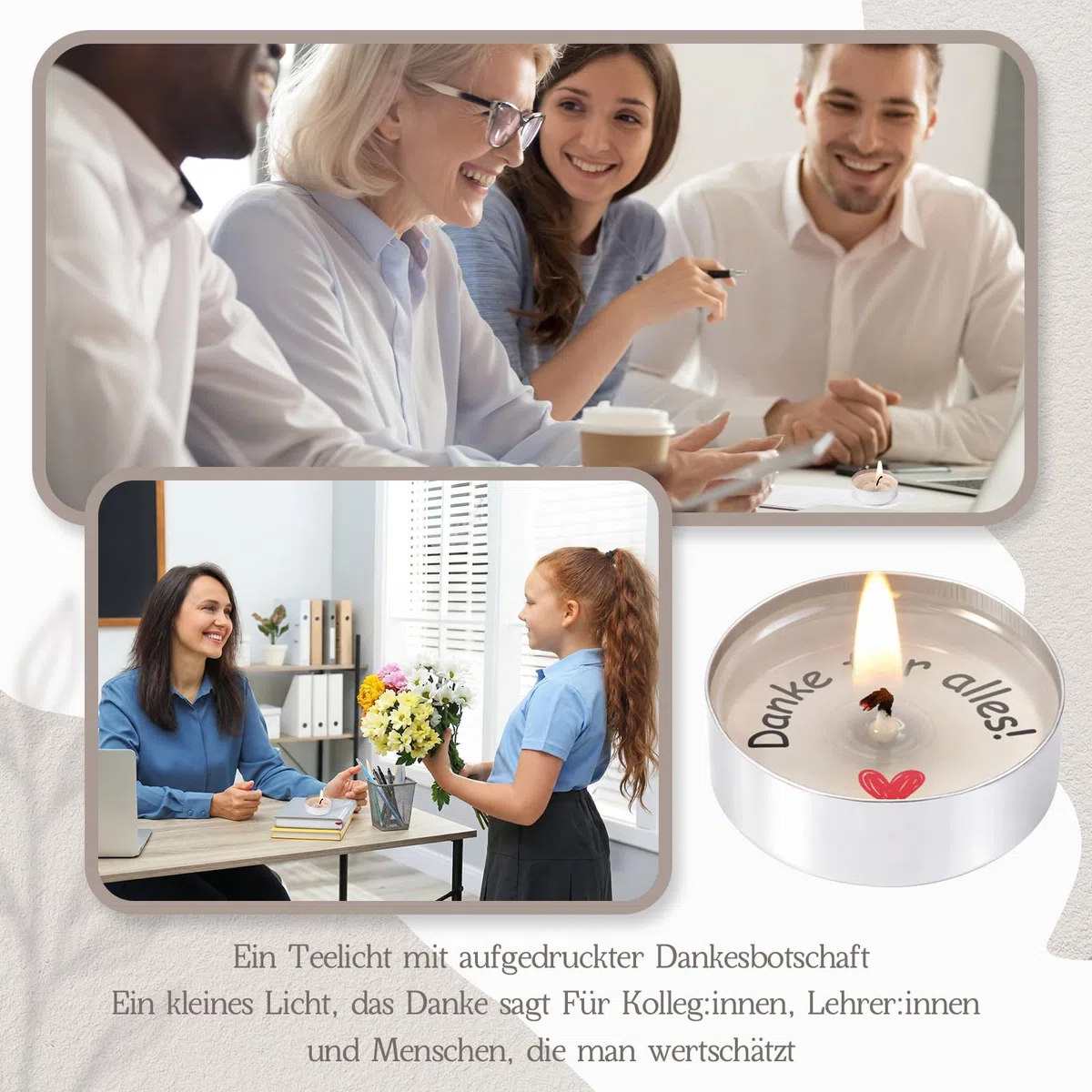 BBTO 15 Sets Danke für Alles Teelicht Kerzen Geachenke für Kollegen Freunde Lehrer Dankeschön Kerzen mit Spruch Dankeschön Geschenke Abschiedsgeschenke für Familie Prüfung Bestanden