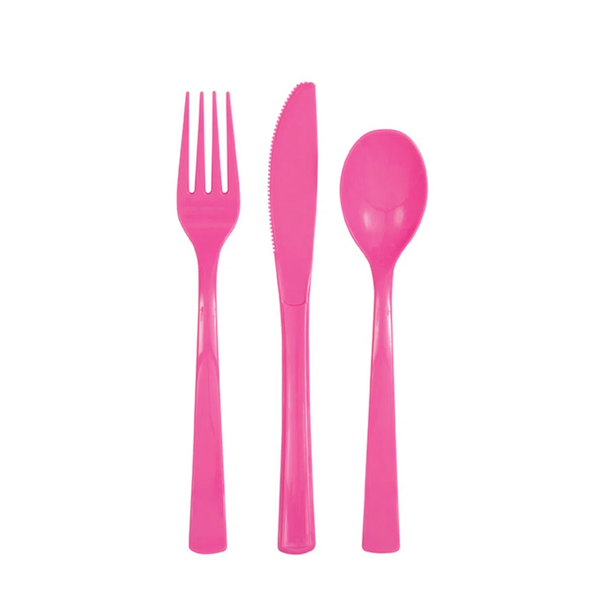Kunststoffbesteck für 6 Personen - Dunkelrosa - 18-teilig, Hot Pink