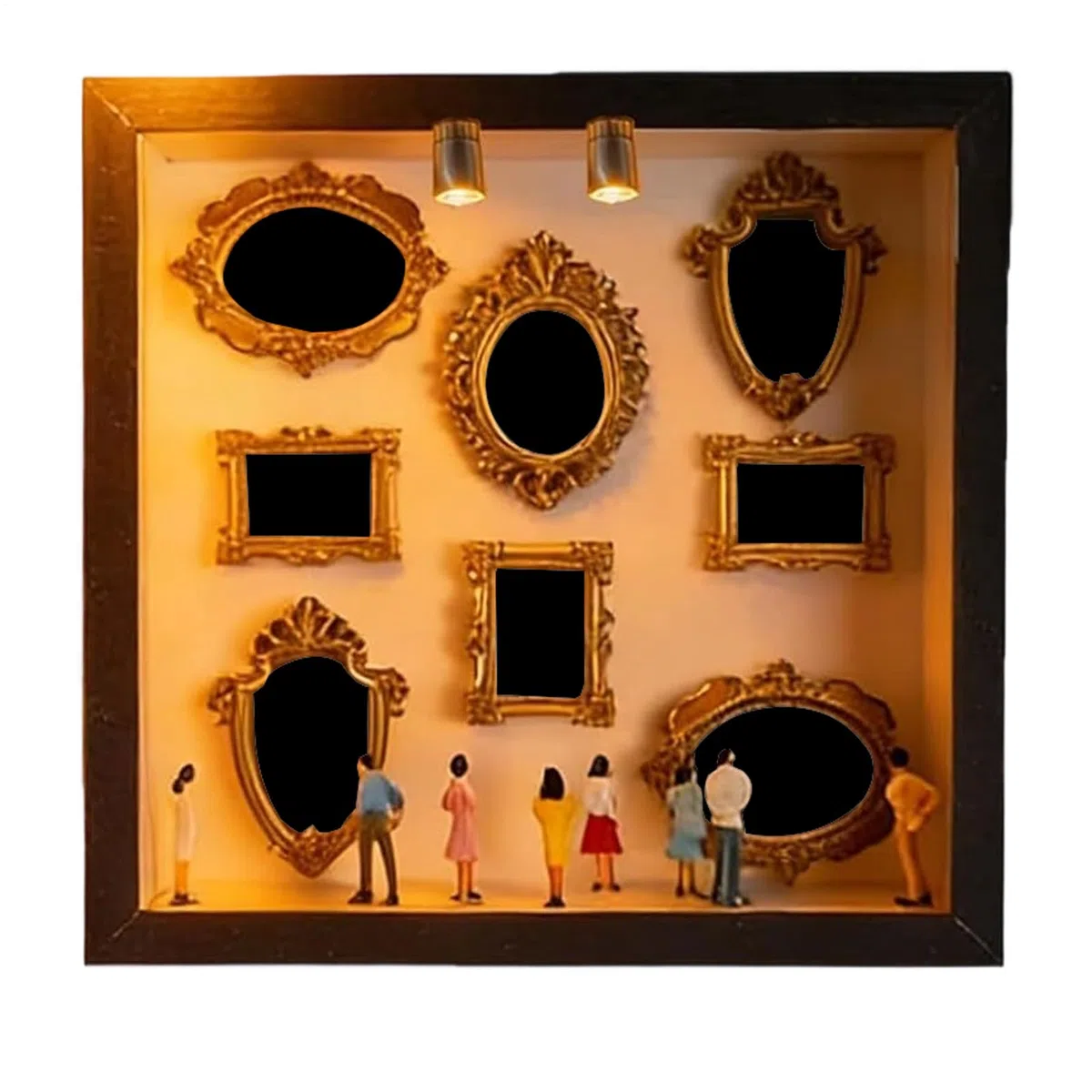 Mini Museum Silhouette Box, Miniature Menschen Figuren Museum Bilderrahmen, Regalfigur Aus Holz, Für Heimdekoration, Erwachsene, Bastelarbeiten, Wandbibliothek, Zimmer, Geburtstag, Weihnachten
