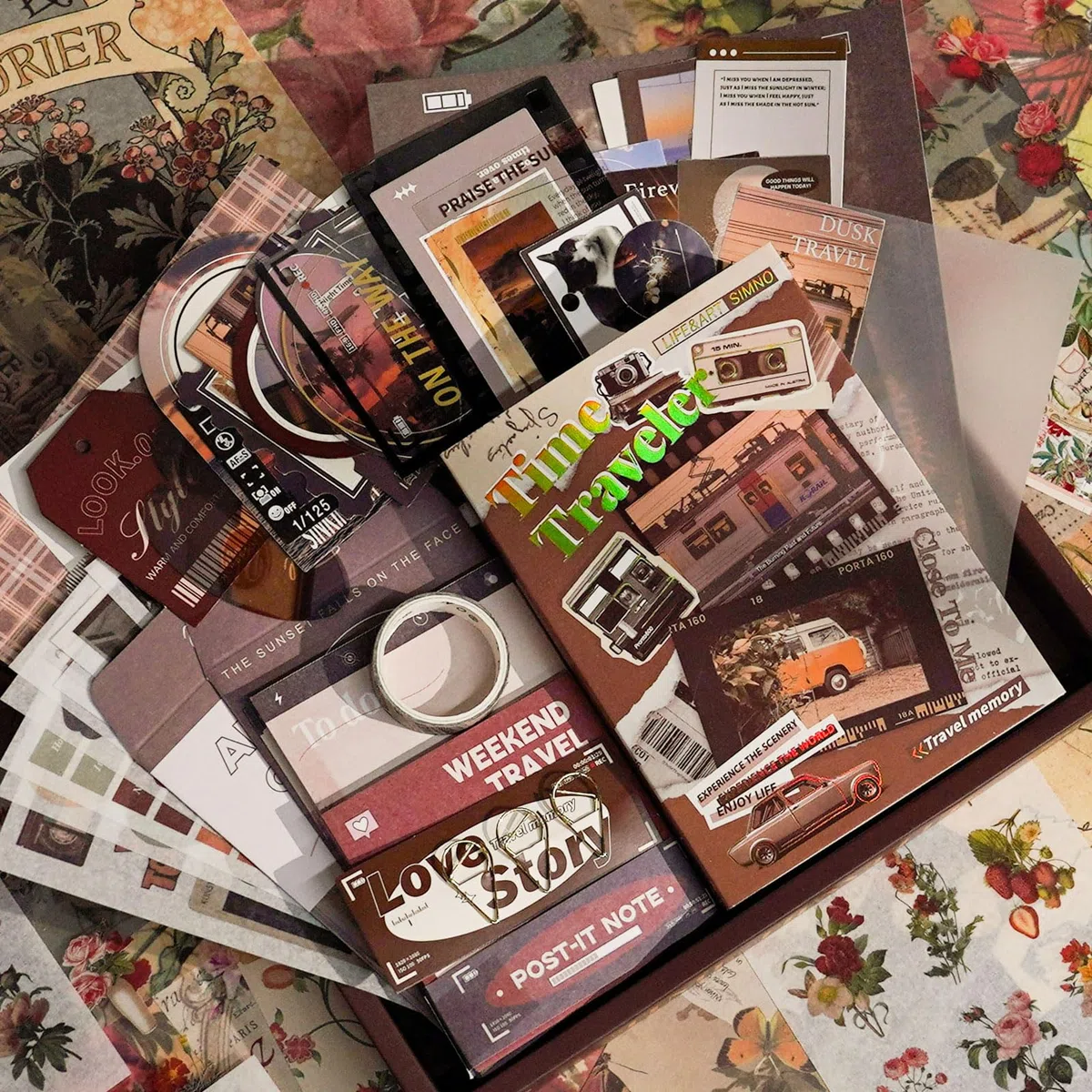 Funto Scrapbooking Kit (116 PCs), Rettungskollektions-Serie-Zeit-Reise, perfekt für Kugel Scrapbooking-Materialien, Planer DIY Arts Craft Collage