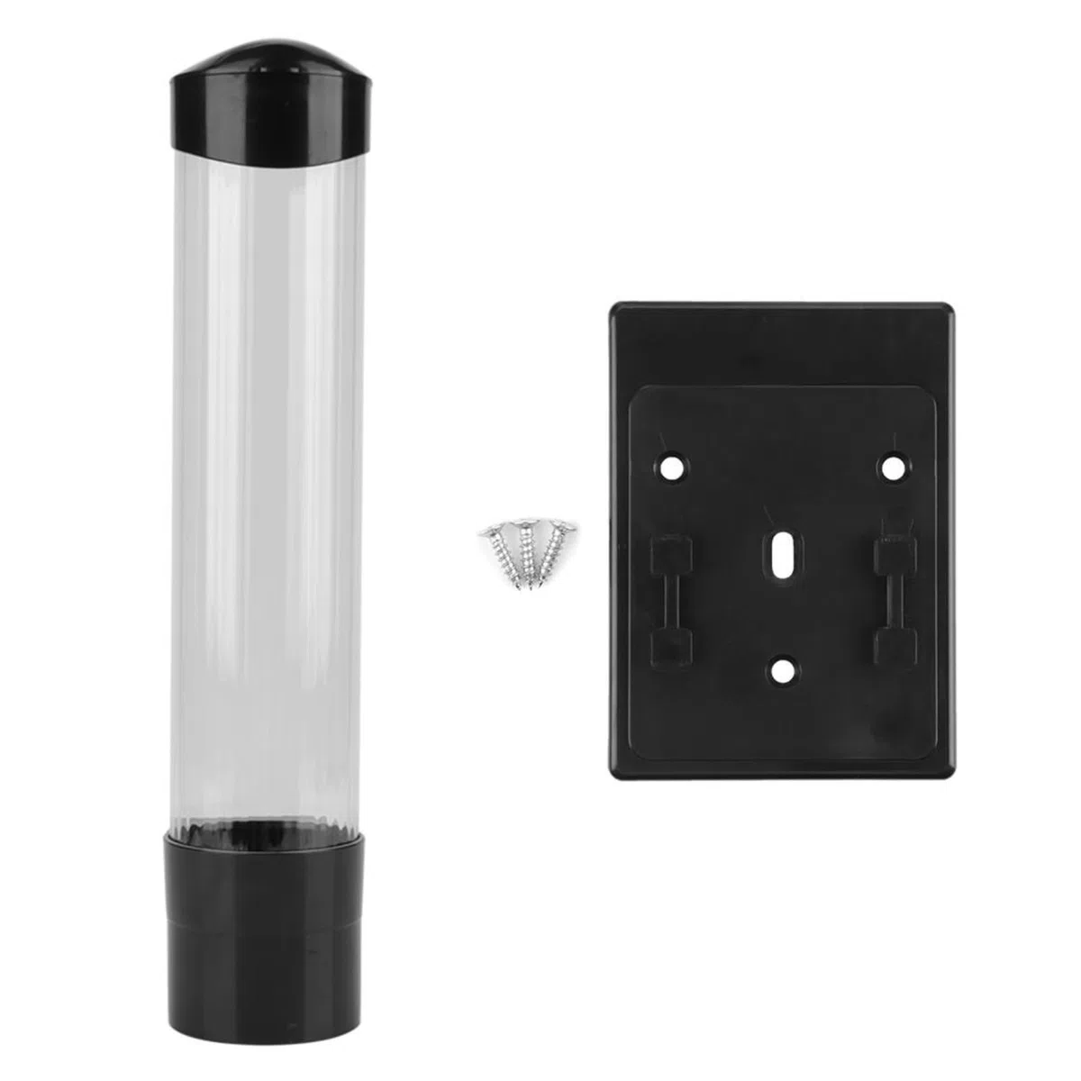 Broco Becherspender für 60-80 Becher, One-Touch-Knopf, Wandmontage, staubdicht, transparentes Fenster, geeignet für Papier- und Plastikbecher bis 7,5 cm Durchmesser (Schwarz)