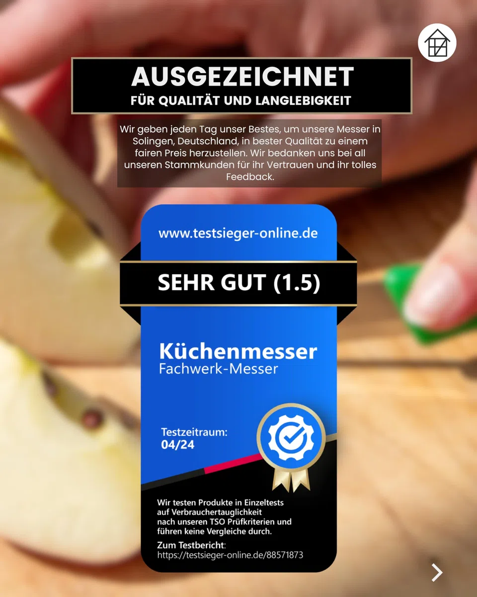 Fachwerk Gemüsemesser 4er Set – Küchenmesser aus Solingen, 7,5 cm Klinge, 2x rot & 2x schwarz – scharfes Schälmesser aus rostfreiem Edelstahl – Qualitätsmesser Made in Germany