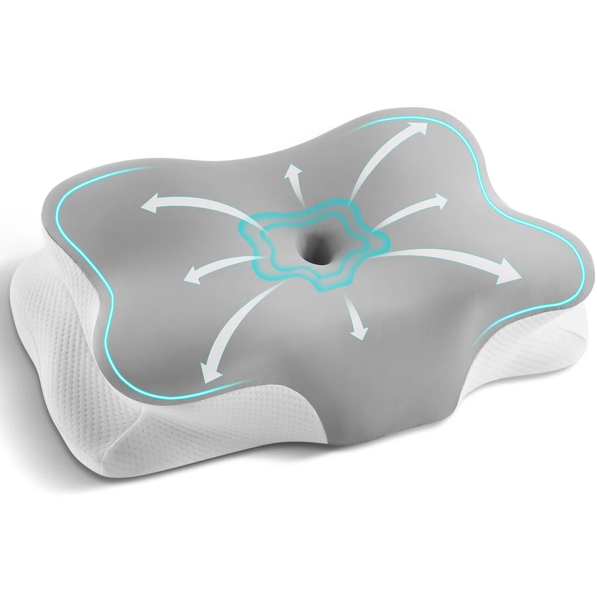 Nackenkissen，Ergonomisches Kopfkissen，Pillow Memory Foam Kissen für Seiten, Rücken & Bauchschläfer（Dunkelgrau