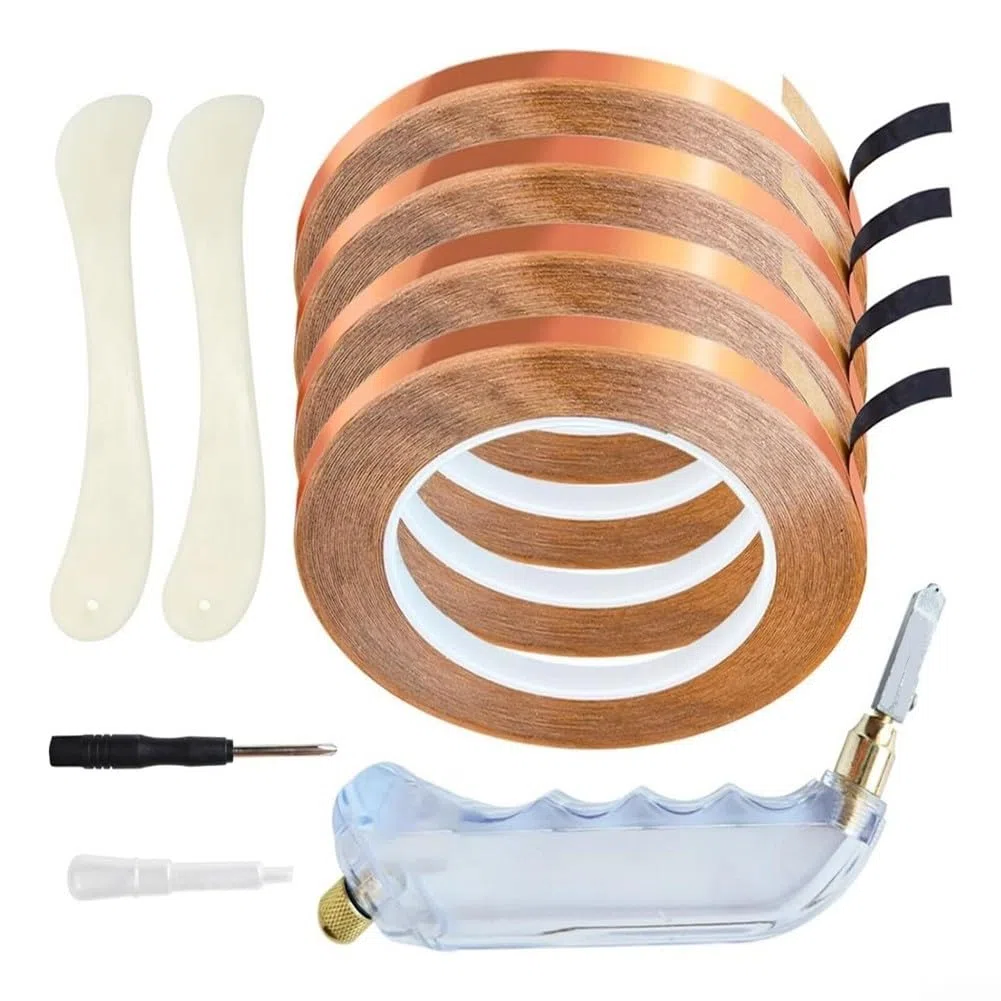 Kupferband Selbstklebend,Kaschiertes Kupferband Schwarz 3/16 Zoll Für Glasmalerei Und Handwerk 4 Rollen À 36 Yards Geeignet Für Transparente Gläser