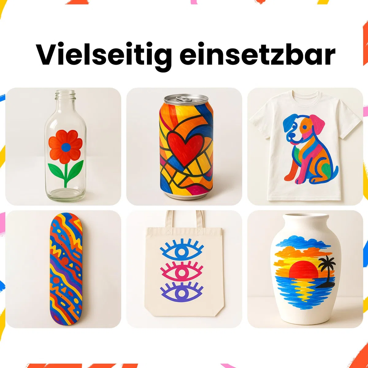 ZENO Jumbo Acrylmarker – 12 Farben, 3-in-1 Chisel-Spitze (15 mm), Wasserfeste Marker für Kinder & Künstler, Dicke Acrylstifte für Poster, Holz, Stoff, Glas, Stein & DIY