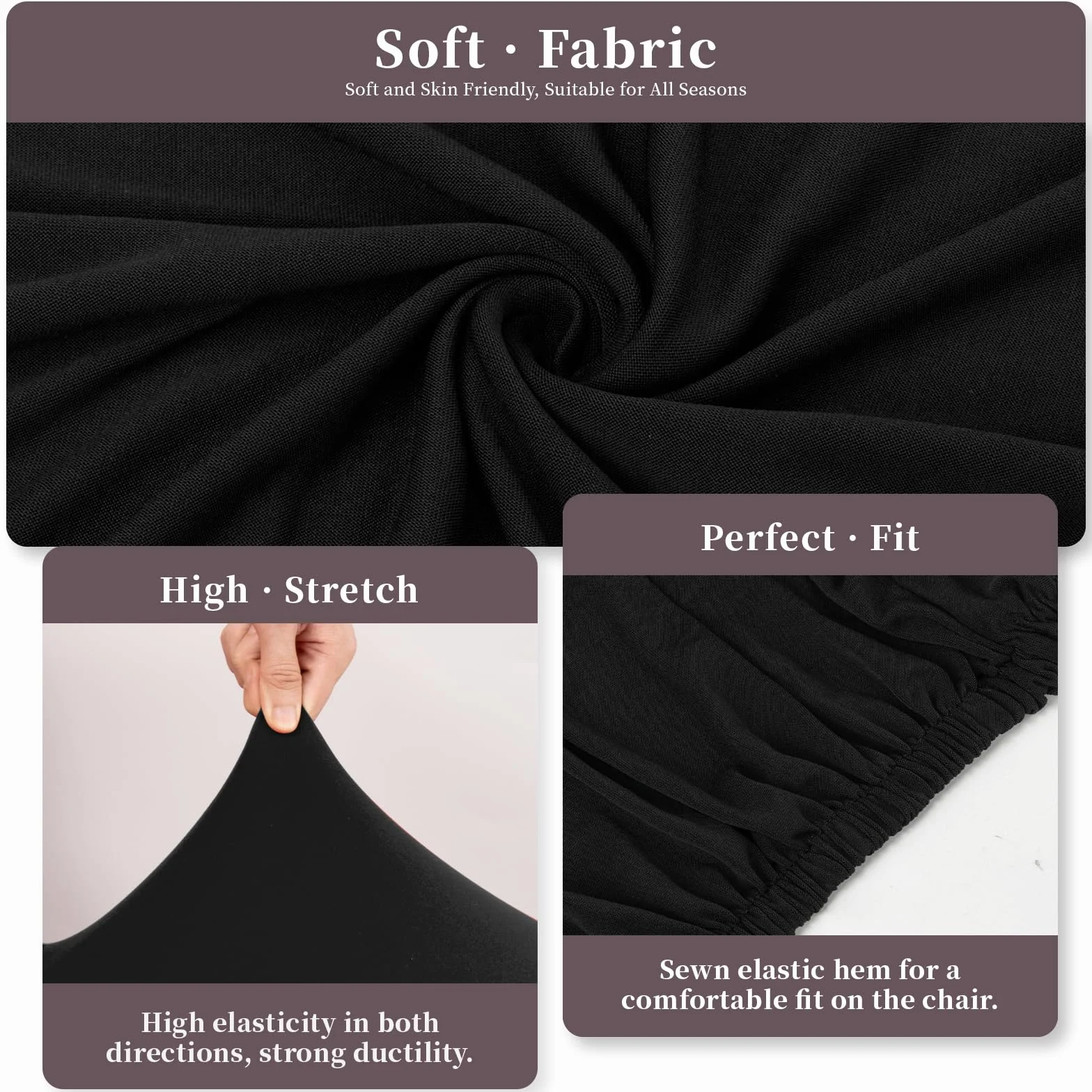 Stuhlhussen 4er Set Stuhlbezüge Moderne Stretch Stuhlhussen Universal Husse Abnehmbare Stuhlbezug Waschbarer Abdeckung Esszimmer Dekoration Spannbezug,für Hotel und Hochzeit Partys(4er Set, Schwarz)-C