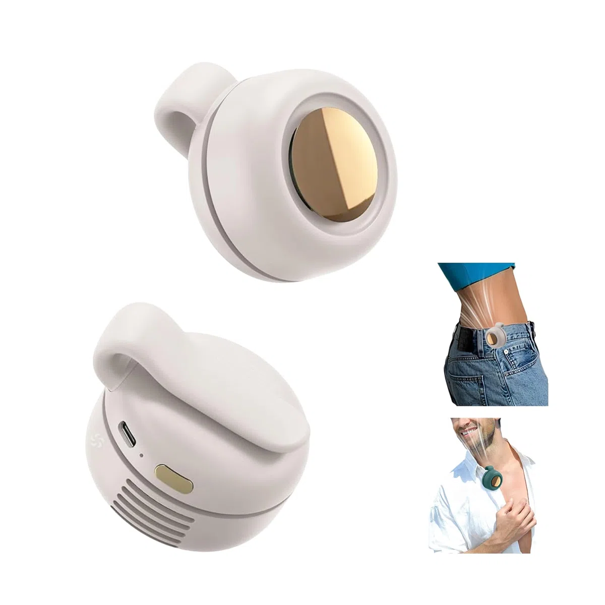 Gonggi Tragbarer kleiner Ventilator zum Anklippen, Mini-Clip-Taillenhals-Ventilator für Kleidung, Hut, Körper, wiederaufladbar, leise, blattlose Ventilatoren, freihändige Kühlventilatoren für Outdoor