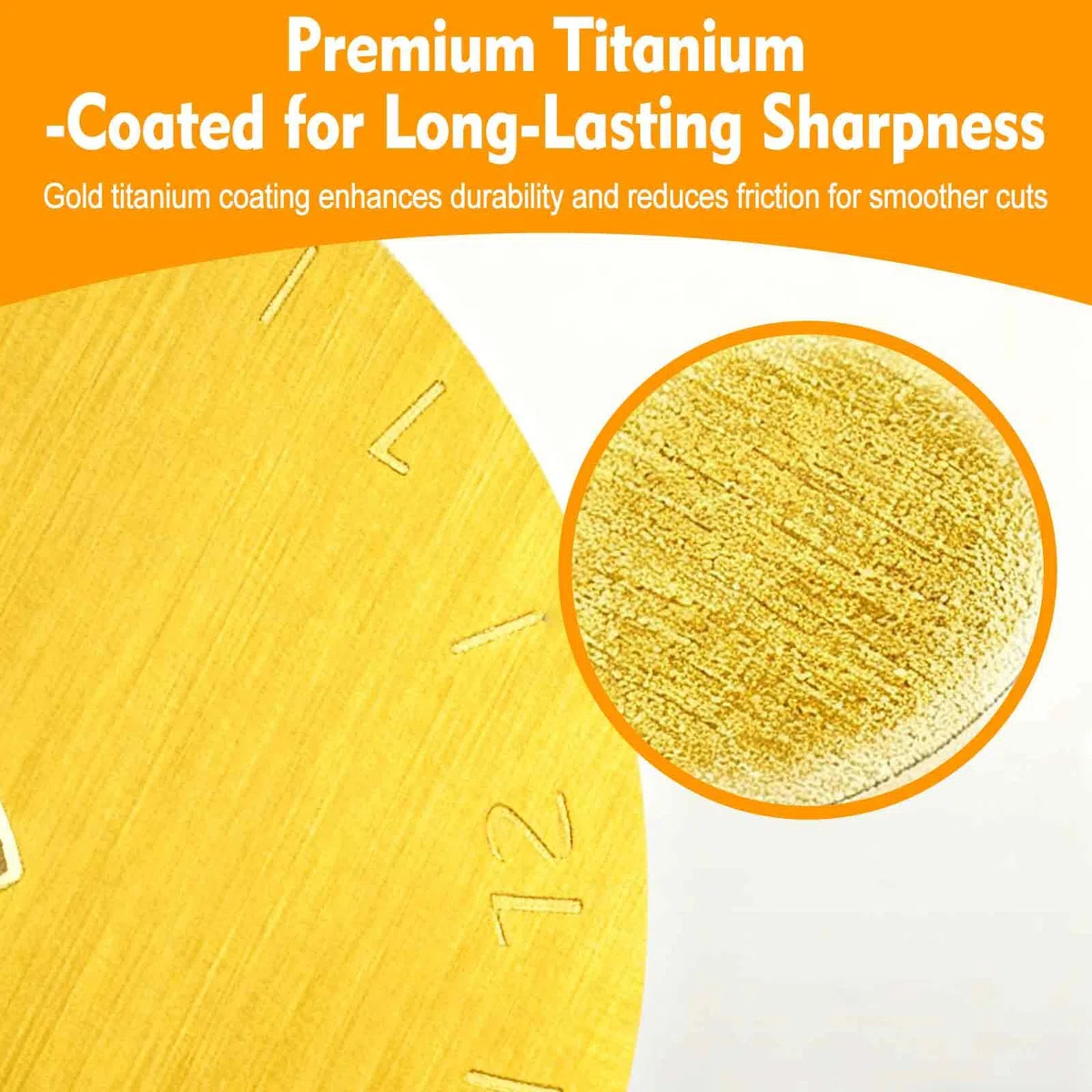 5 Stück Rollschneideklingen, 45 mm, titanbeschichtete Präzisionsklingen, universeller Ersatz für Rollschneider, Gold-Finish für glattes Schneiden von Stoff