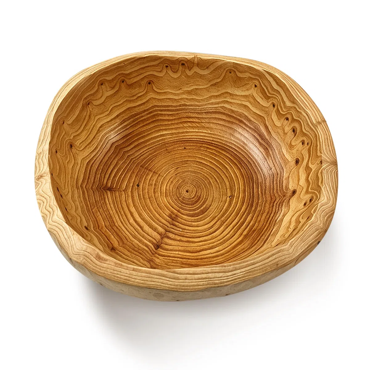 Obstschale aus Natur Holz, Natur Holzschale SalatSchüssel, Handgemachte Dekoschale Unregelmäßige Kreative Obst Servierschüssel Dekoschale für Salate Obst Snack Schlüssel Dekor (15—19cm)