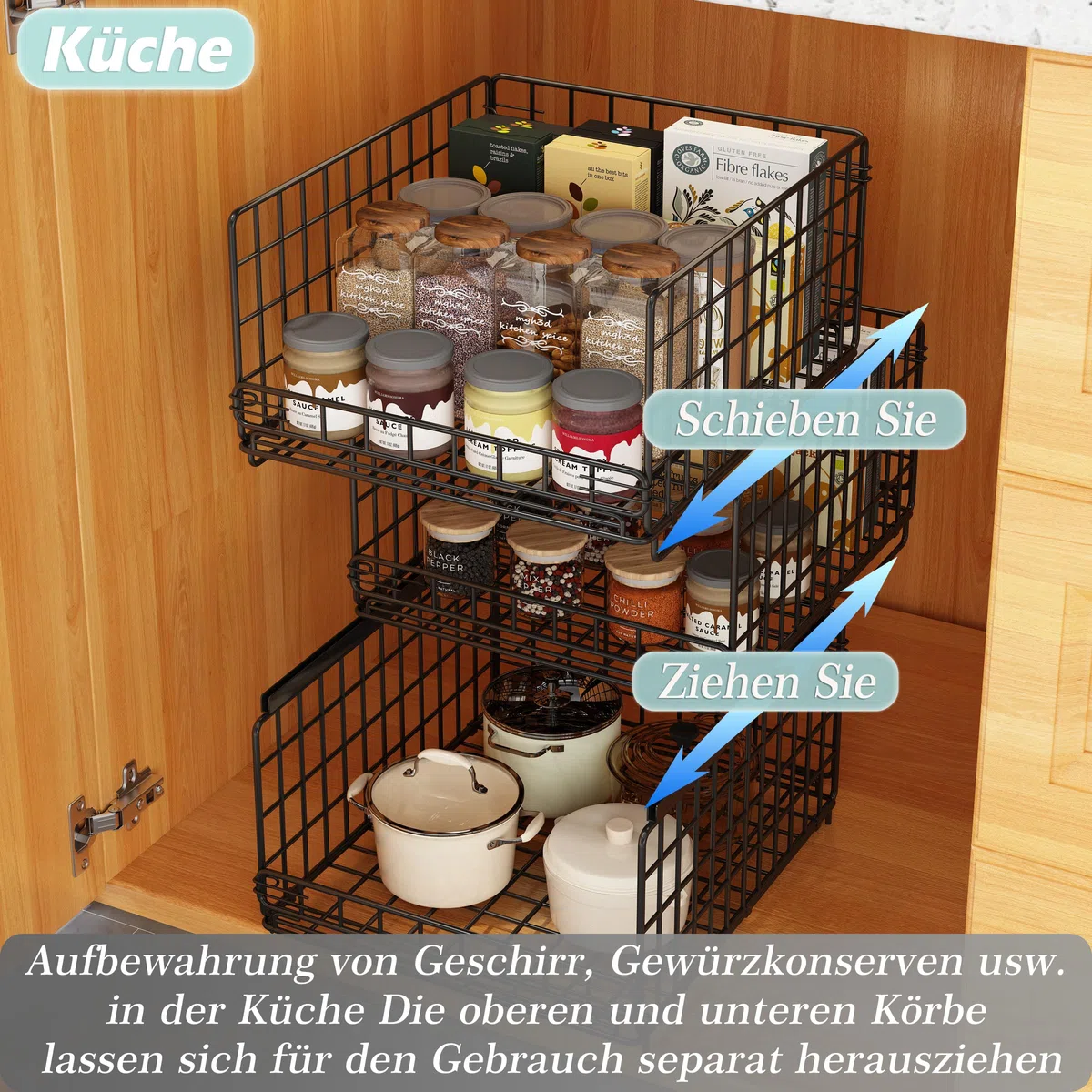 UMDONX 3 Stück Schrank Organizer Kleiderschrank,Ordnungssystem Kleiderschrank,FüR Garderobe,Küche,Wohnzimmer,Waschküche(Schwarz)
