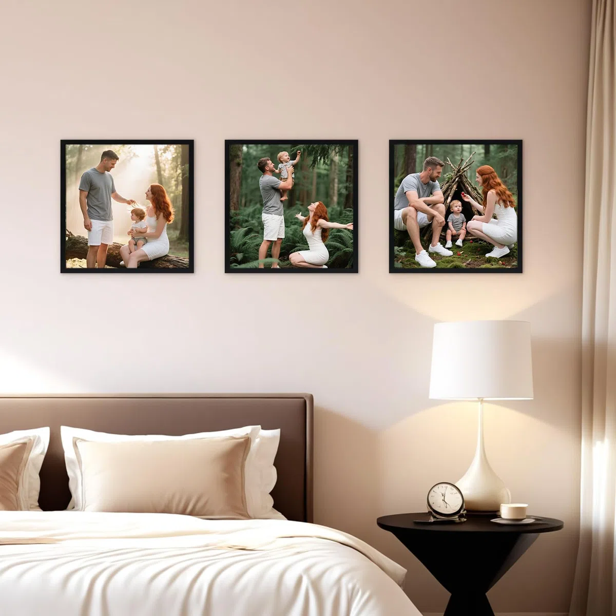 Hoikwo 3er-Set Schwarze Bilderrahmen 30x30 cm - Quadratische PVC-Fotorahmen für Fotos, Bilder, Landschaftsfoto - Für Wand & Tisch