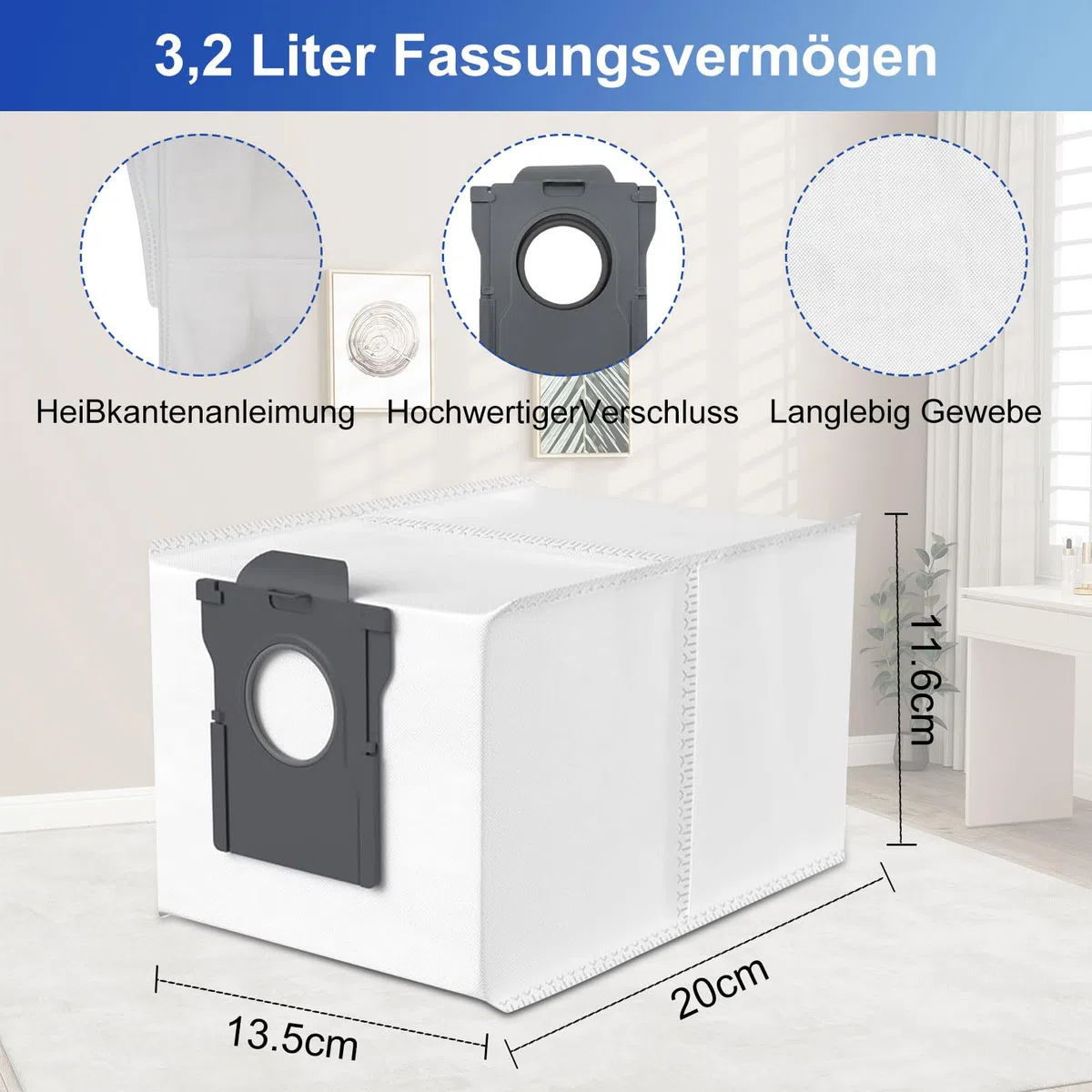 15 Stück Staubbeutel für Dreame L10s Ultra Gen 2/Gen 3, L40s Pro Ultra, X50/X40 Ultra Complete/X30 Ultra, L10s Pro Ultra Heat, Mova E30 Ultra/V50 Ultra Complete Staubsaugerbeutel Ersatzteile