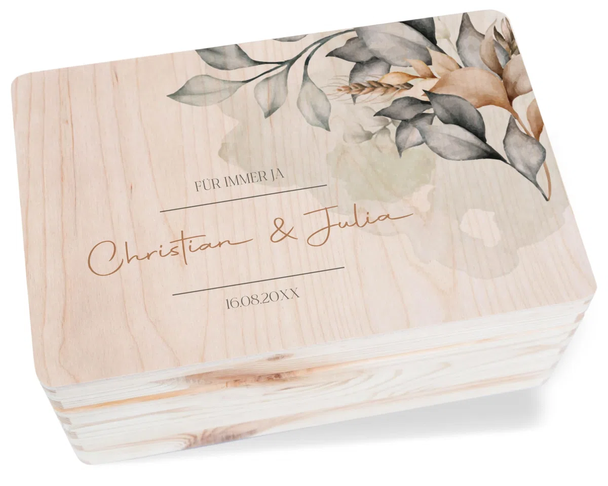 Erinnerungsbox - Für immer ja | Liebesgeschenk | Ich liebe Dich Geschenk Holzkiste | Geldgeschenk Verpackung Hochzeit Geldbox | Schatzkiste Hochzeit | Geschenkbox Liebe | Beziehung Geschenk - 30 x 20