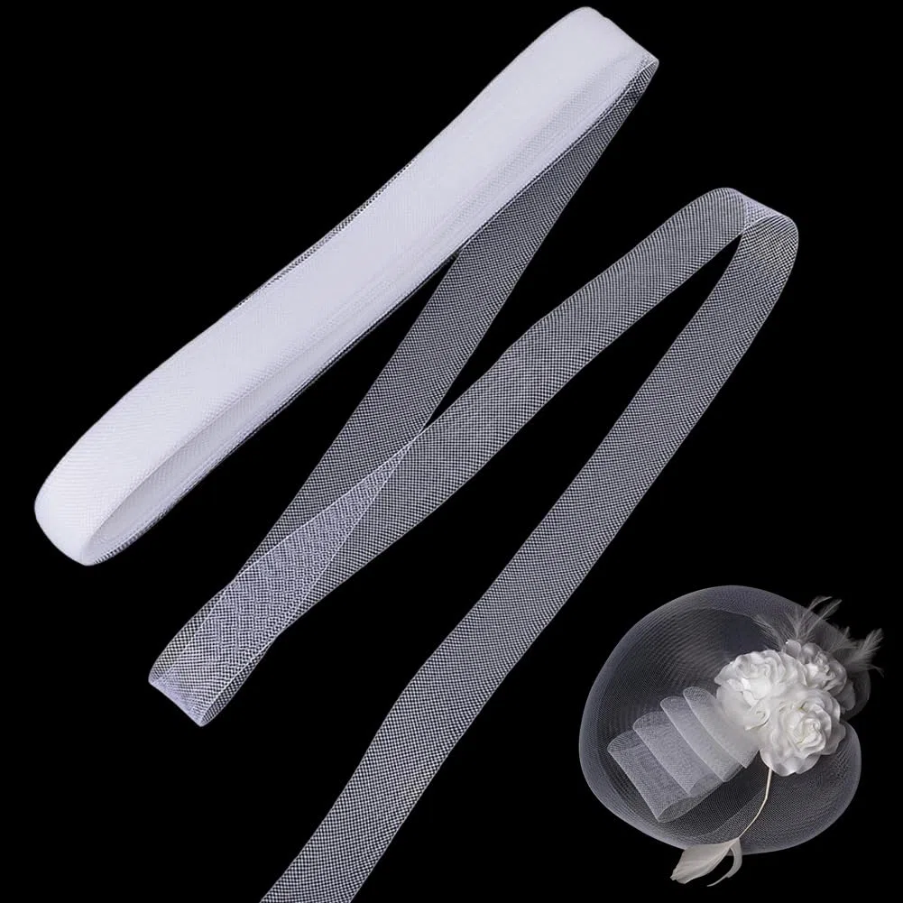 GORGECRAFT 45.7 mx25mm Polyester Rosshaar Geflecht Elastisches Weißes Geflecht Weiches Rosshaar Netzband Stäbchenverstärkung Für Hochzeits Tanz Und Partykleider Festliche Kleider Hüte Kostüme DIY Nähp