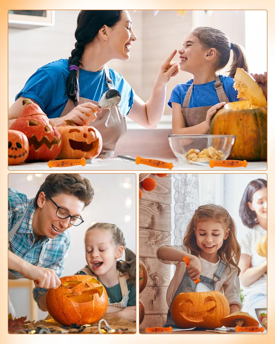 Kürbis Schnitzset, 10 Stück Schnitzwerkzeug Kürbis, Kürbis Schnitzen, Halloween Kürbisschnitzset, Edelstahl Kürbis Schnitzwerkzeug, Schnitzmesser für Kinder und Erwachsene