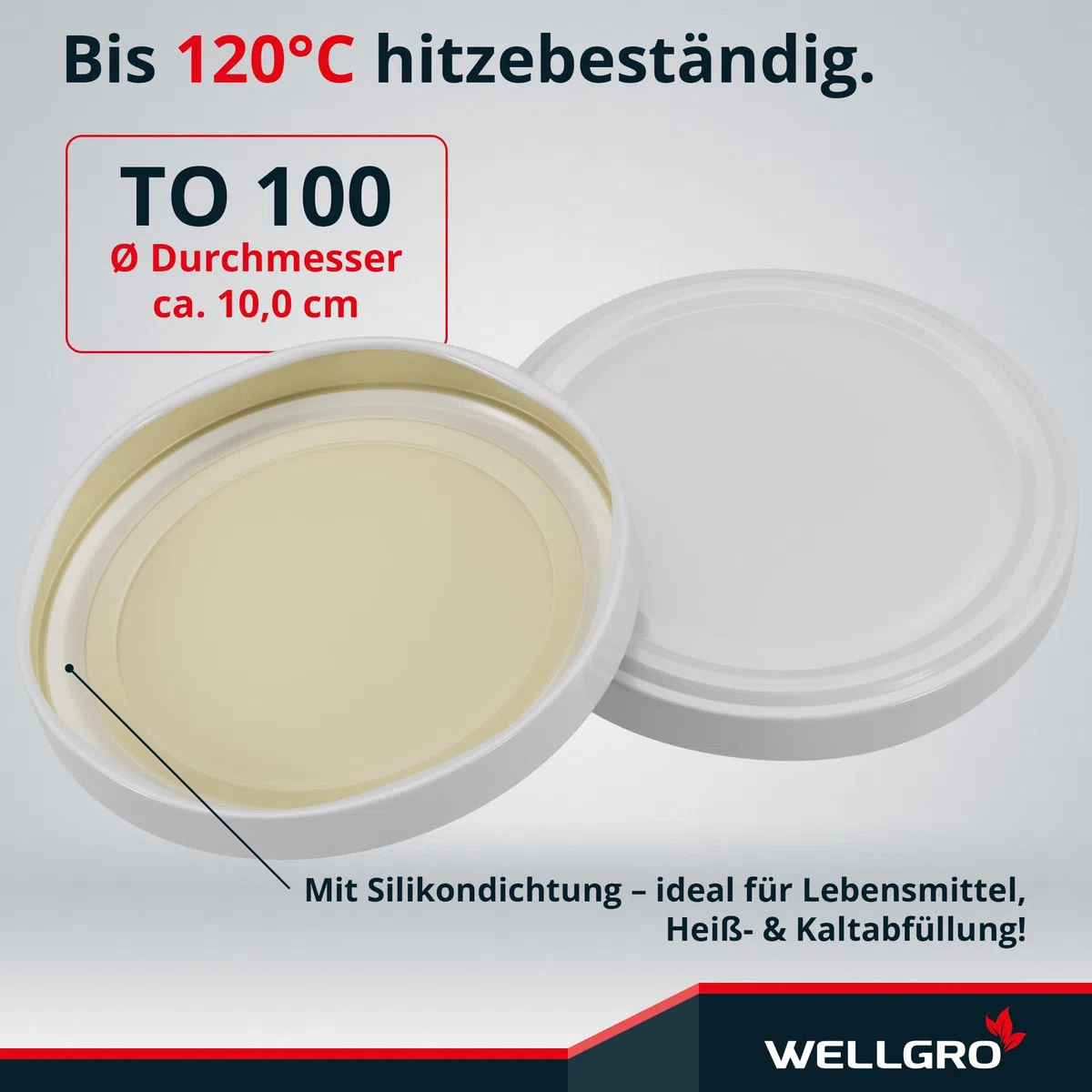 WELLGRO 25x Einmachdeckel TO 100 weiß - Ersatzdeckel für Einmachgläser, Schraubdeckel, Twist-Off-Deckel aus Metall
