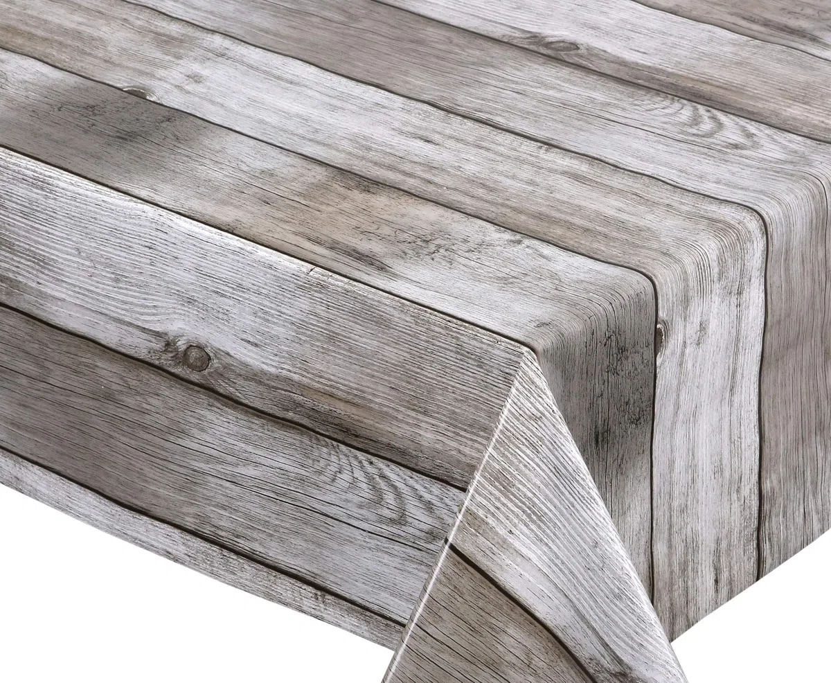 Holz beige Wachstuch Tischdecke glatt abwischbar Garten Tischdecke RUND OVAL ECKIG, Größe wählbar (Eckig 140x200 cm)