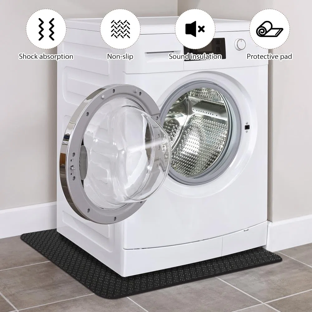 Waschmaschinen Antivibrationsmatte Silikon 60x60cm, Doppelseitig rutschfest Waschmaschinenmatte Kühlschrankmatte, Wasserdicht Bodenschutzmatte für Trockner, Waschmaschine & Kühlschrank
