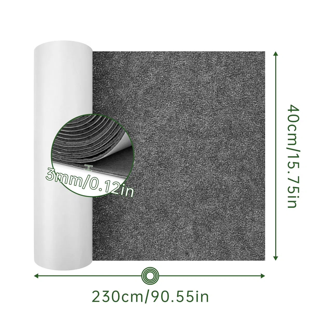 Mbsomnus Filz Selbstklebend 3 mmx 230 cmx40 cm Klebefilz Selbstklebend Filzstoff Grau Nadelfilz Meterware Filzmatte für Camper Dachhimmel Stoff Wandverkleidung Möbel Schubladenmatte DIY